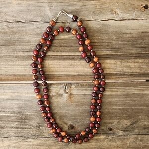 Claudia Agudelo Chunky Extra Long Wood Beaded Statement Necklace‎